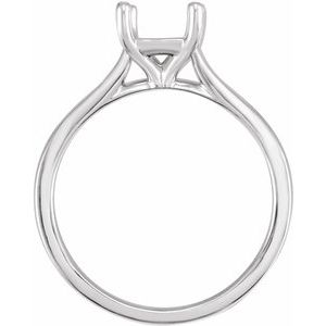 14K White Gold 7x5 mm Emerald Solitaire Engagement Ring Mounting
