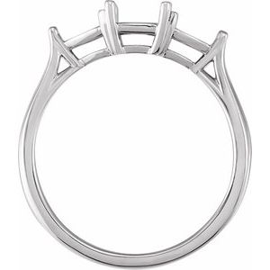 14K White Gold 7x5 mm Emerald Accented Engagement Ring Mounting
