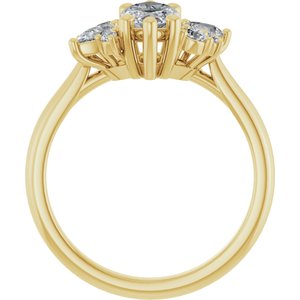 14K Yellow Gold 10x5 mm Marquise 3/8 CTW Lab-Grown Diamond Semi-Set Engagement Ring