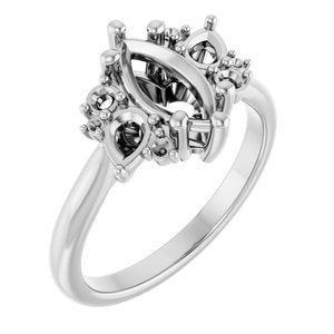 14K White Gold 10x5 mm Marquise Engagement Ring Mounting