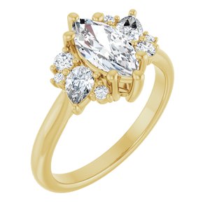 14K Yellow Gold 10x5 mm Marquise 3/8 CTW Lab-Grown Diamond Semi-Set Engagement Ring