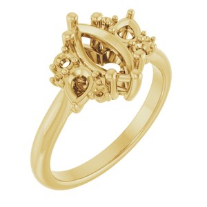 14K Yellow Gold 10x5 mm Marquise Engagement Ring Mounting
