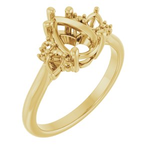 14K Yellow Gold 9x6 mm Pear Engagement Ring Mounting