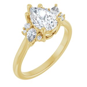 14K Yellow Gold 9x6 mm Pear 1/4 CTW Lab-Grown Diamond Semi-Set Engagement Ring