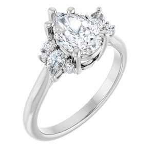 14K White Gold 9x6 mm Pear 1/4 CTW Lab-Grown Diamond Semi-Set Engagement Ring