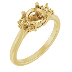 14K Yellow Gold 6.5 mm Round Engagement Ring Mounting