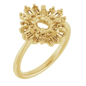 14K Yellow Gold 8x6 mm Oval Halo-Style Engagement Ring Mounting