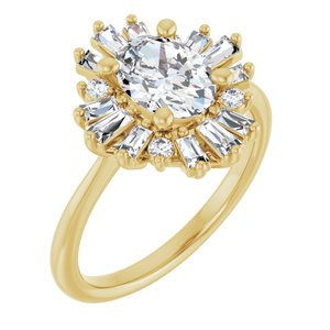 14K Yellow Gold 8x6 mm Oval 1/2 CTW Natural Diamond Semi-Set Engagement Ring