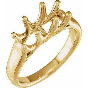 14K Yellow Gold Three-Stone Engagement Ring Mounting