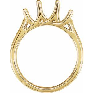 14K Yellow Gold Three-Stone Engagement Ring Mounting