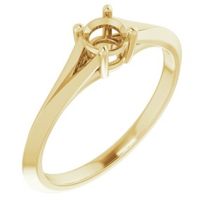 14K Yellow Gold 4.4 mm Round Solitaire Engagement Ring Mounting
