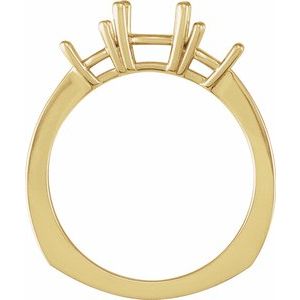 14K Yellow Gold 6.5 mm Round Three-Stone Engagement Ring Mounting   