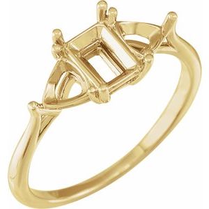 14K Yellow Gold 7x5 mm Emerald Accented Engagement Ring Mounting