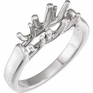 14K White Gold Three-Stone Engagement Ring Mounting