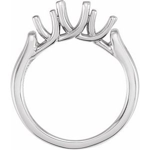 14K White Gold Three-Stone Engagement Ring Mounting