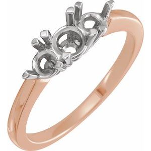 14K Rose/White Gold Three-Stone Engagement Ring Mounting
