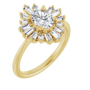 14K Yellow Gold 7x5 mm Oval 1/2 CTW Natural Diamond Semi-Set Engagement Ring