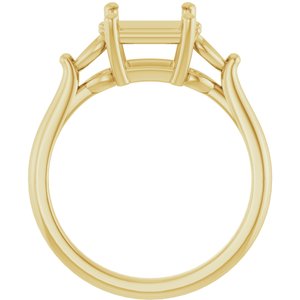 14K Yellow Gold 6.5 mm Square Engagement Ring Mounting