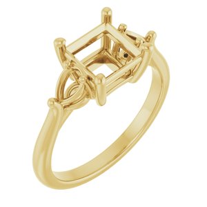 14K Yellow Gold 6.5 mm Square Engagement Ring Mounting