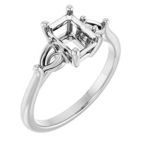 14K White Gold 7x5 mm Emerald Engagement Ring Mounting