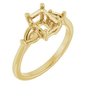 14K Yellow Gold 7x5 mm Emerald Engagement Ring Mounting