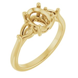 14K Yellow Gold 8x6 mm Oval Engagement Ring Mounting