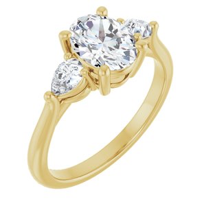 14K Yellow Gold 8x6 mm Oval 1/3 CTW Lab-Grown Diamond Semi-Set Engagement Ring