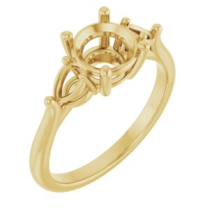 14K Yellow Gold 7 mm Round Engagement Ring Mounting
