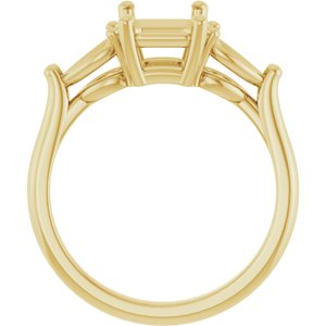 14K Yellow Gold 8x6 mm Emerald Engagement Ring Mounting
