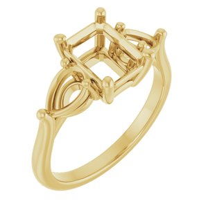 14K Yellow Gold 8x6 mm Emerald Engagement Ring Mounting