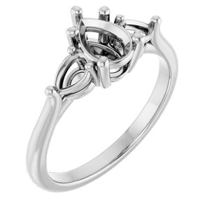 14K White Gold 7x5 mm Pear Engagement Ring Mounting
