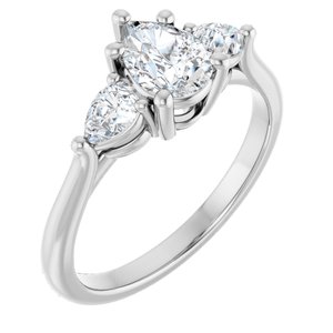 14K White Gold 7x5 mm Pear 1/3 CTW Lab-Grown Diamond Semi-Set Engagement Ring