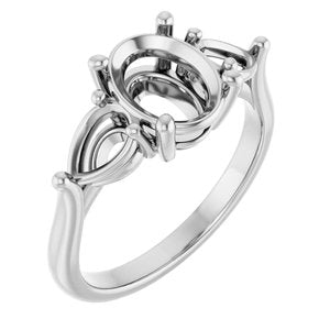 14K X1 White Gold 9x7 mm Oval Engagement Ring Mounting