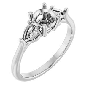 14K White Gold 5.8 mm Round Engagement Ring Mounting