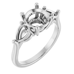 14K White Gold 8 mm Round Engagement Ring Mounting