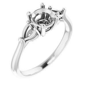 14K White Gold 6 mm Round Engagement Ring Mounting