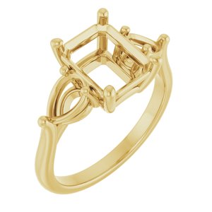 14K Yellow Gold 9x7 mm Emerald Engagement Ring Mounting