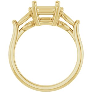 14K Yellow Gold 9x7 mm Emerald Engagement Ring Mounting