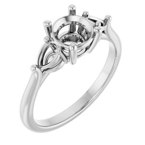 14K White Gold 6.5 mm Round Engagement Ring Mounting