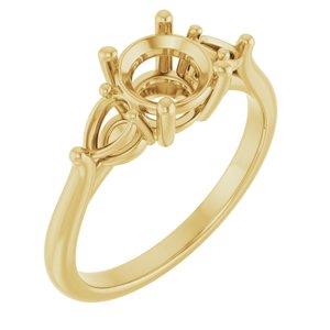14K Yellow Gold 6.5 mm Round Engagement Ring Mounting
