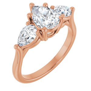 14K Rose Gold 8x5 mm Pear 1/3 CTW Lab-Grown Diamond Semi-Set Engagement Ring
