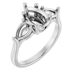 14K White Gold 9x6 mm Pear Engagement Ring Mounting