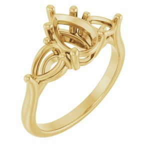 14K Yellow Gold 9x6 mm Pear Engagement Ring Mounting
