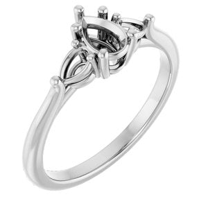 10K White Gold 6x4 mm Pear Engagement Ring Mounting