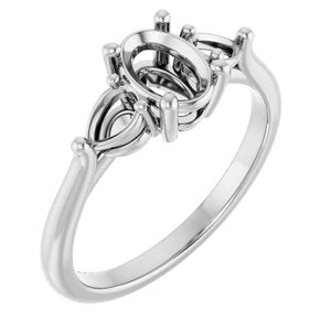 14K White Gold 7x5 mm Oval Engagement Ring Mounting
