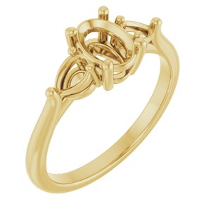 14K Yellow Gold 7x5 mm Oval Engagement Ring Mounting