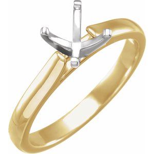 14K Yellow/White Gold 6.5 mm Round Solitaire Engagement Ring Mounting