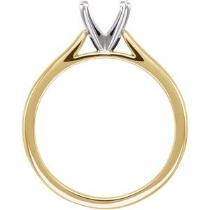 14K Yellow/White Gold 6.5 mm Round Solitaire Engagement Ring Mounting