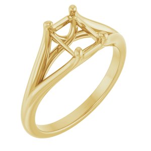 14K Yellow Gold 7x5 mm Emerald Solitaire Engagement Ring Mounting