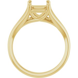 14K Yellow Gold 9x7 mm Emerald Solitaire Engagement Ring Mounting